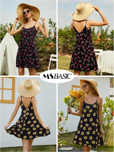 Vista 5 de MSBASIC - Vestido de verano para mujer sin mangas con tiras ajustables