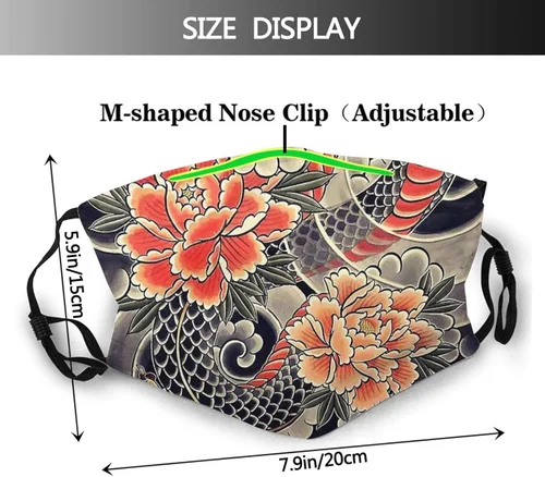 Vista 2 de Mascarilla de tela japonesa Samurai Oni cómoda pasamontañas reutilizable Bandana ajustable bufanda para adultos con 2 filtros