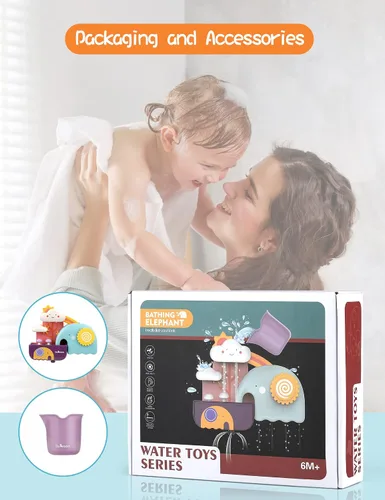 Vista 6 de TI-TOO Juguetes de baño para bebé, divertido juguete educativo de física simple para bañera de agua, juguetes divertidos para chapotear para niños