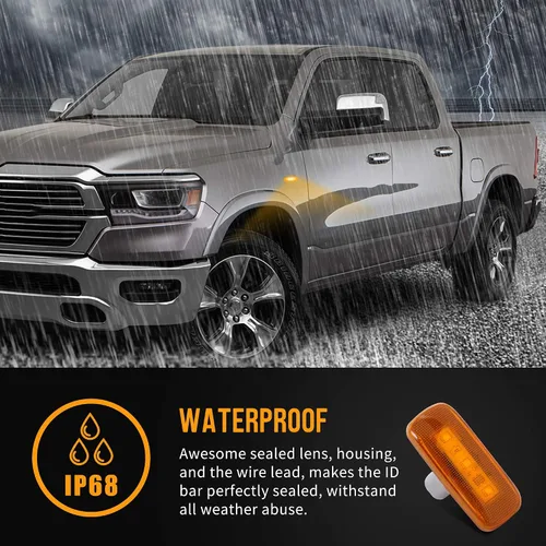 Vista 4 de HUSUKU 4 piezas de luces LED de marcador lateral para cama doble para Dodge Ram 2500 3500 2010-2017 (2x ámbar, 2x rojo)