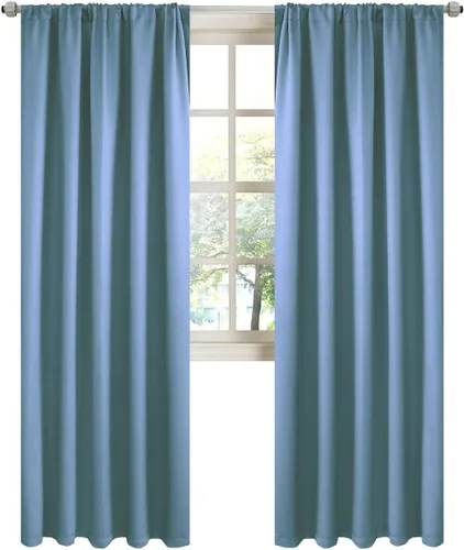 Vista 12 de LA PALMA Cortinas opacas con bolsillo para cortinero para sala de estar, bloqueo de luz, aislamiento térmico, reducción de ruido, cortinas de Aqua