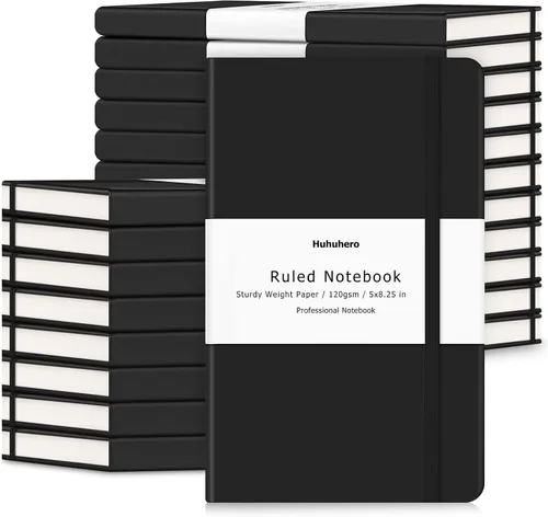 Vista 14 de Huhuhero - Diario para cuaderno con líneas, papel grueso de 120 g/m², cuaderno a rayas para la universidad, cuadernos de tapa dura para tomar notas
