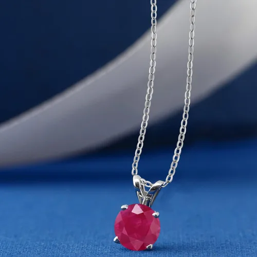 Vista 42 de Gem Stone King Collar con colgante solitario de plata de ley 925 de 0.236 in con piedra natal redonda Collar de 4 puntas para mujer Con cadena