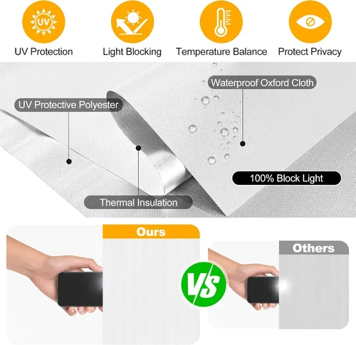 Vista 3 de Persianas opacas para ventana de dormitorio, 157 x 57 pulgadas, 100% opacas, película de papel, cortinas opacas portátiles de viaje, cortinas opacas