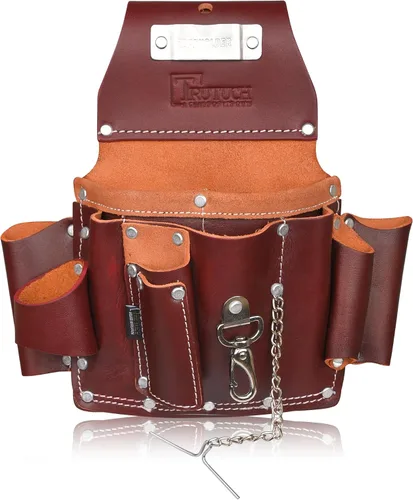 Vista 8 de Grain Leather Electrician Tool Pouch Carpenter Tool Pouch Electrician Pouch Electric Tool Bag Electrician Bag Leather Tool Belt