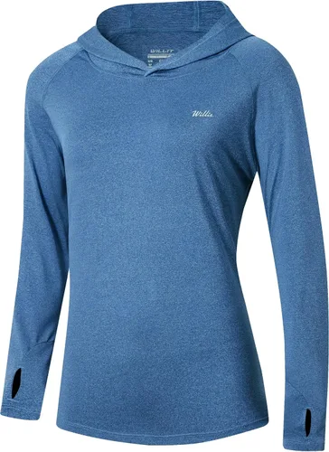 Vista 24 de Willit - Sudadera con capucha y protección solar FPU 50+ para mujer, camiseta de manga larga con FPS, ligera, para exteriores, senderismo, pesca