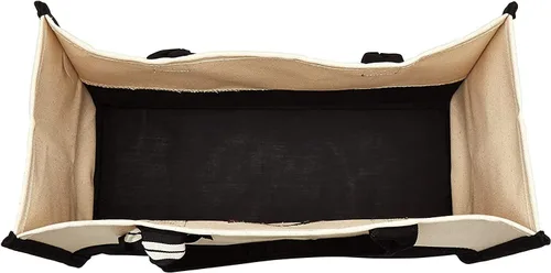 Vista 5 de Mud Pie - Bolsos clásicos de lona con inicial, color blanco y negro (R), 100% de algodón, 17 x 19 x 2pulgadas