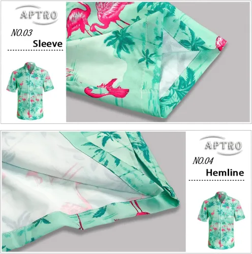 Vista 4 de APTRO Men's Casual Hawaiian Shirt Short Sleeve Quick Dry Cruise Beach Shirts