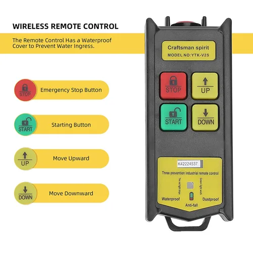 Vista 6 de Polipasto eléctrico de 880 libras, polipasto eléctrico de elevación automática, polipasto de cable eléctrico con control remoto inalámbrico