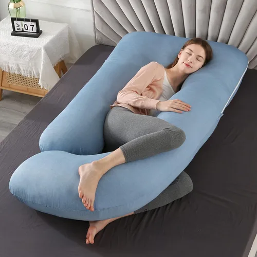 Vista 5 de Elover - Almohada de embarazo en forma de U, soporte de maternidad de cuerpo completo
