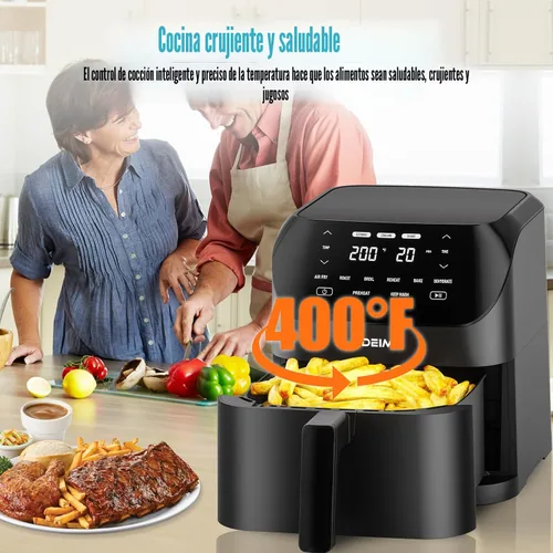 Vista 5 de Freidora de aire de 6.2 cuartos de galón de gran capacidad, freidora de aire caliente sin aceite, horno de 1500 W, cocina saludable con 8 ajustes