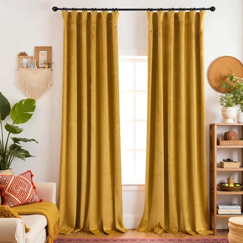 Vista 42 de Cortinas de terciopelo con trabilla trasera de 52 x 63 pulgadas de color naranja quemado de KOUFALL
