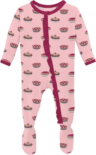 Vista 13 de KicKee - Mameluco clásico con volantes y cremallera, ropa de dormir suave, ropa de una sola pieza para bebé niña