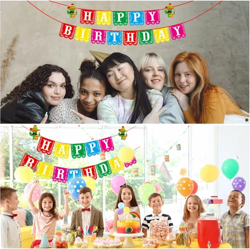Vista 5 de Cartel de fiesta de feliz cumpleaños, decoración de feliz cumpleaños, pancarta mexicana de los muertos, decoración de fiesta mexicana, decoración