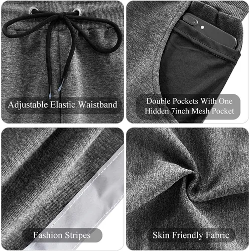 Vista 6 de Wangdo - Pantalones de gimnasio delgados para hombre, pantalones deportivos de entrenamiento cónicos, pantalones deportivos casuales para correr