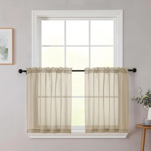 Vista 142 de 2 paneles de cortinas traslúcidas blancas para dormitorio, sala de estar, 96 pulgadas de largo, modernas, suaves, ligeras, con bolsillo para barra