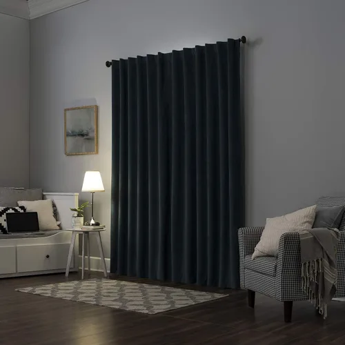 Vista 80 de Sun Zero Hampshire - Cortina térmica de terciopelo con reducción de ruido, 100% opaca con pestañas, 50 x 96 pulgadas, dorado