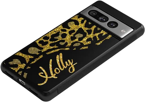 Vista 3 de Funda de goma negra personalizada de piel de leopardo compatible con Google Pixel 10, 10 Pro, 10 Pro XL, 9a, 9 Pro, Pixel 9, Pixel 9 Pro XL, 8a, 8