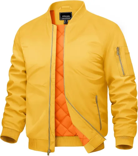Vista 9 de CRYSULLY Chaqueta para hombre Otoño Invierno Espesar Cortavientos Chaquetas Bomber Abrigos Acolchados