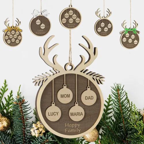 Vista 65 de Adornos de Navidad personalizados familiares de 1, 2, 3, 4, 5, 6, 7, 8, 9, 10, adornos de madera personalizados, decoraciones de Navidad, regalos