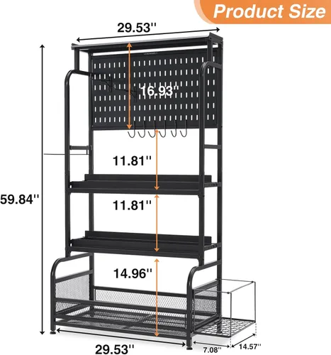 Vista 8 de 56'' Taller Home Gym Storage Organizer, Red Modern Alloy Steel Workout Equipment Storage Rack with Wheels and Hooks