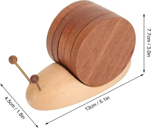 Vista 2 de Juego de posavasos de caracol con imán, exquisitos posavasos de madera para bebidas para el hogar o el restaurante, Rústico