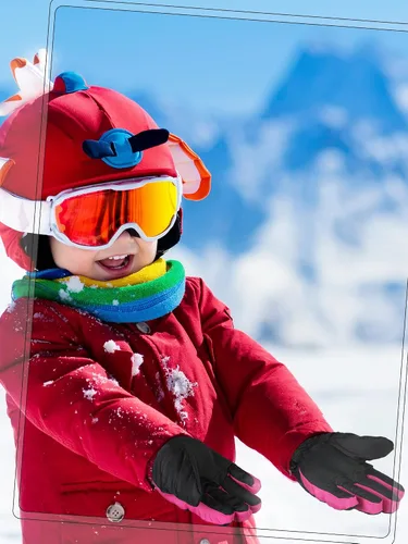 Vista 6 de SATINIOR 2 pares de guantes impermeables para niños, guantes de nieve cálidos para invierno, guantes de esquí para niños y niñas, resistentes al