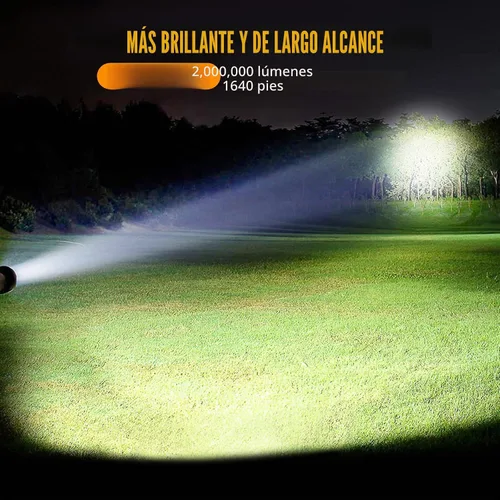 Vista 2 de Foco recargable, 99000 lúmenes, linterna LED brillante, reflector de luz de larga duración, focos de mano para exteriores con paneles solares