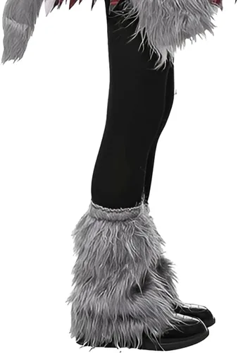 Vista 4 de JIAHG Disfraz de hombre lobo de piel sintética para Halloween, gorro, guantes, cubrezapatos, chal para niños y niñas, accesorios de fiesta