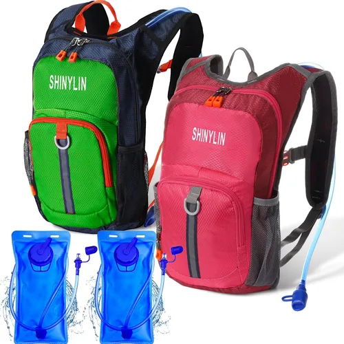 Vista 10 de Shinylin 2 piezas mochila de hidratación para niños con bolsa de agua de 1.5l mochila ligera para niños para senderismo mochila de agua para niños