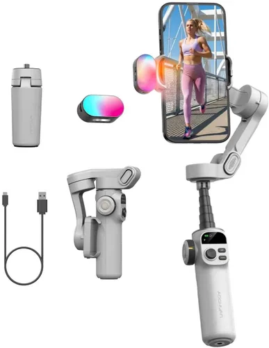 Vista 8 de AOCHUAN Gimbal de mano X2 con poste incorporado y luz RGB Negro