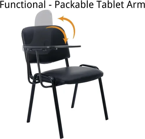 Vista 4 de Shunzhi Juego de 5 sillas de sala de espera apilables para sala de conferencias, silla de invitados con brazo para tableta para sala de descanso