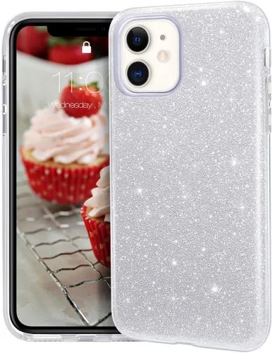 Vista 12 de MATEPROX - Carcasa para iPhone 11 y 2019, de 6.1" diseño de brillantes para niñas y mujeres, Azul
