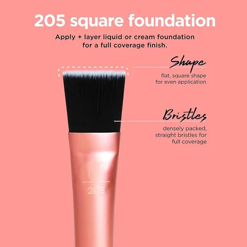 Vista 5 de Set de brochas de maquillaje sintéticas para una base impecable, cruelty-free, brocha para contornos, corrector, polvos y base, de Real Techniques