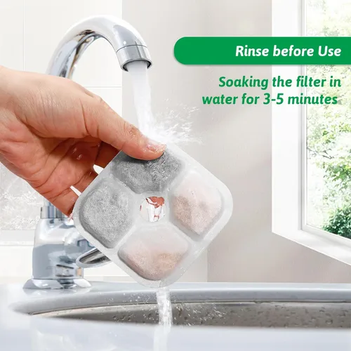 Vista 6 de Filtros de repuesto para fuente de agua para gatos aptos para fuente de 2.5 L con patrón de bigotes, filtro de fuente de agua de triple acción