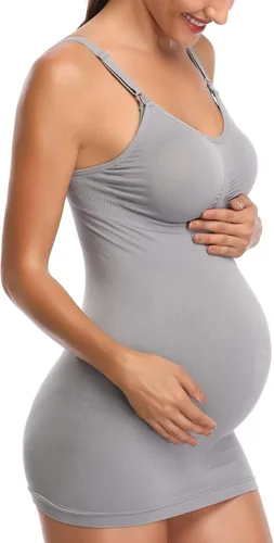 Vista 3 de BRLIDO - Camiseta larga de tirantes con brasier de lactancia integrado para mujer