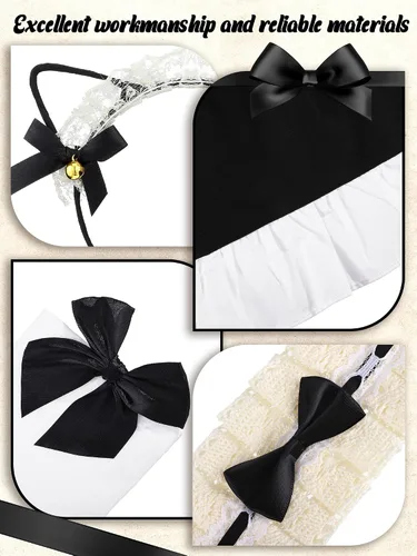 Vista 4 de Newcotte Womens French Maid Costume with Apron Anime Cosplay Fancy Dress for Halloween Party