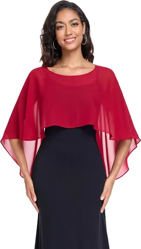 Vista 7 de Sheer Shawls and Wraps for Evening Dresses Chiffon Capes for Women Negro