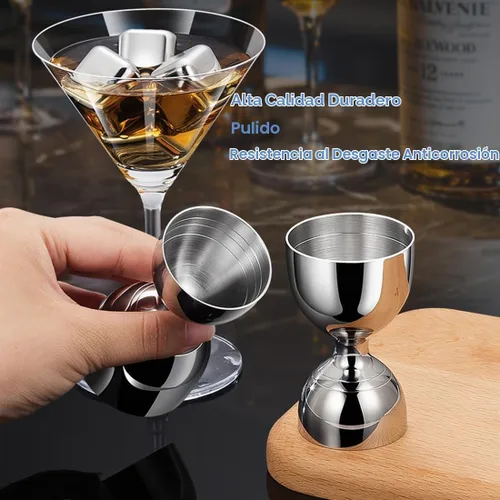Vista 7 de Bell - Jigger de cóctel con marcas de medición (1 oz, 2 onzas) y cuchara mezcladora, juego de camarero
