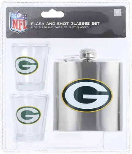 Vista 6 de Juego de vasos de chupito y petaca de acero inoxidable de la NFL
