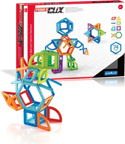 Vista 12 de Guidecraft PowerClix - Juego de bloques de construcción magnéticos con marco, 26 piezas, juguete educativo de construcción creativa
