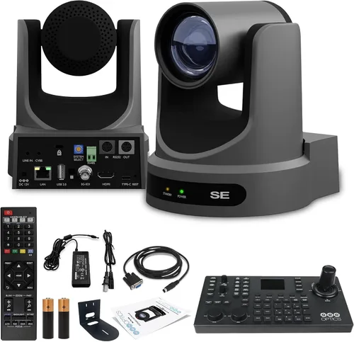 Vista 6 de PTZOptics Move SE 20x 1080p Full HD PTZ Advanced PTZ Auto-Tracking Pan Tilt Zoom Cámara (gris) Bundle SuperJoy Serial PTZ Cámara Controlador