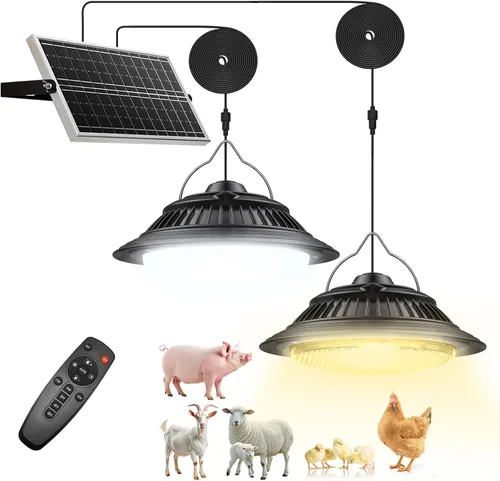 Vista 10 de Luces colgantes solares para interiores y exteriores, IP65 día/noche para cobertizo