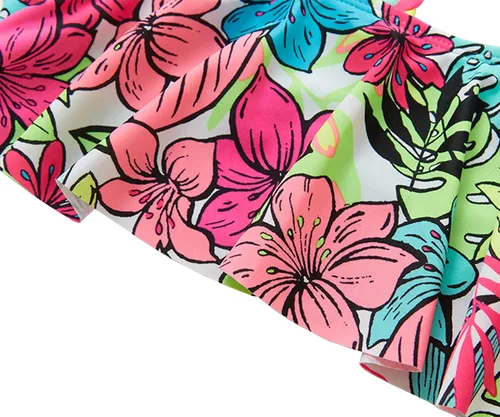 Vista 4 de M2C Conjunto de bikini de dos piezas para niñas con tirantes cruzados, Arco iris