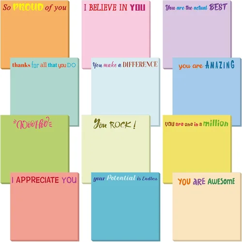 Vista 19 de Yinder 12 notas adhesivas inspiradoras, bonitas notas adhesivas motivacionales, regalos de agradecimiento a los empleados, a granel para profesores