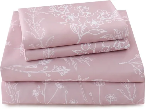 Vista 52 de Yibeizi - Juego de sábanas con estampado floral para cama de tamaño queen, sábanas de microfibra con patrón botánico boho, fundas para almohada