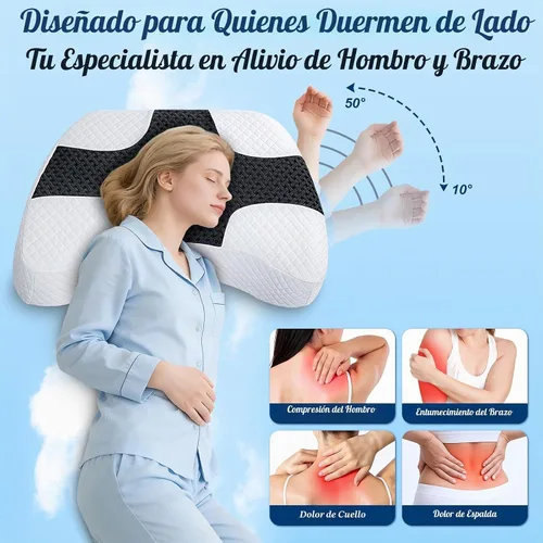 Vista 4 de Almohada para dormir lateral con orificios para los brazos, sistema de Negro