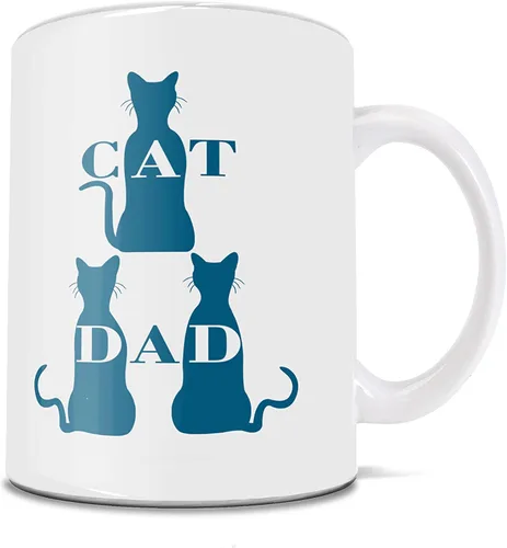 Vista 3 de Taza de café personalizada de hombre y gato de 11 onzas – Añade hasta 4 gatos con nombres y Avatar personalizado Cat Man – Elige una hermosa escena