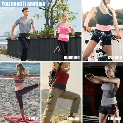 Vista 3 de Cinturón Delgado de Correr para Hombres y Mujeres, Riñonera de Correr, Soporte de Teléfono para Correr, Bolsa de Cintura, Bolsa de Almacenamiento