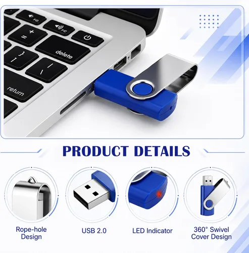Vista 3 de Aoriher Paquete de 100 unidades flash USB de 256 MB a granel, barra